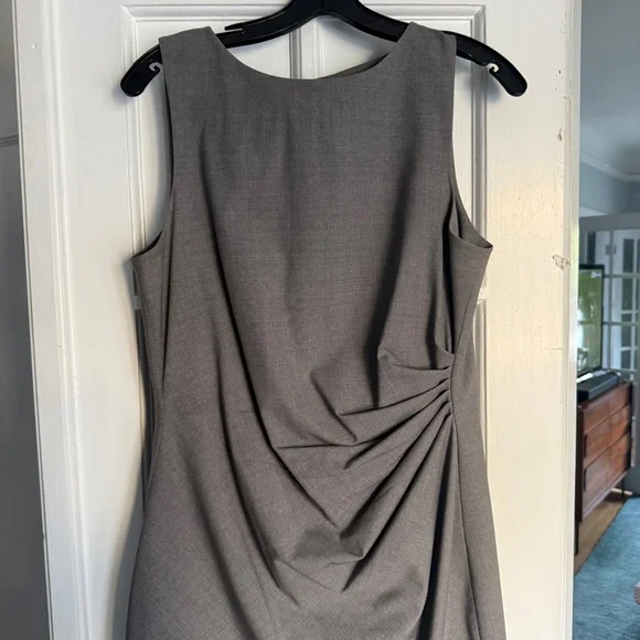 THEORY Light Gray Ruched Jarianna Wool Dress - Picture 5 of 10